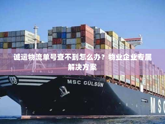 诚运物流单号查不到怎么办?物业企业专属解决方案 诚运物流单号查不到怎么办?物业企业专属解决方案