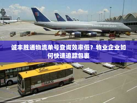 诚丰胜通物流单号查询效率低?物业企业如何快速追踪包裹 诚丰胜通物流单号查询效率低?物业企业如何快速追踪包裹