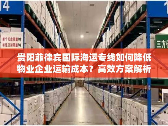 贵阳菲律宾国际海运专线如何降低物业企业运输成本？高效方案解析