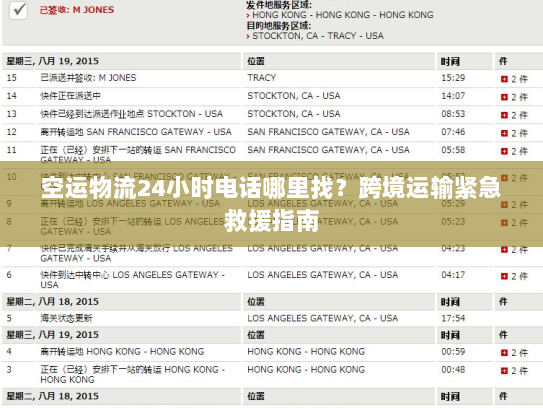空运物流24小时电话哪里找？跨境运输紧急救援指南