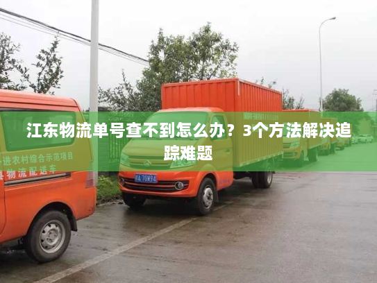 江东物流单号查不到怎么办？3个方法解决追踪难题