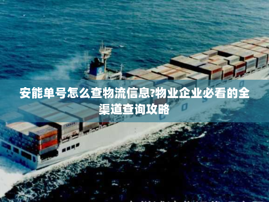 安能单号怎么查物流信息?物业企业必看的全渠道查询攻略 安能单号怎么查物流信息?物业企业必看的全渠道查询攻略