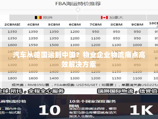 汽车从德国运到中国?物业企业物流痛点高效解决方案 汽车从德国运到中国?物业企业物流痛点高效解决方案