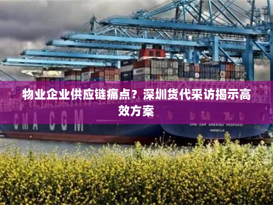 物业企业供应链痛点？深圳货代采访揭示高效方案