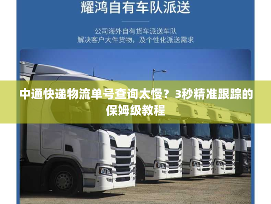 中通快递物流单号查询太慢？3秒精准跟踪的保姆级教程