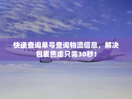 快递查询单号查询物流信息，解决包裹焦虑只需30秒！