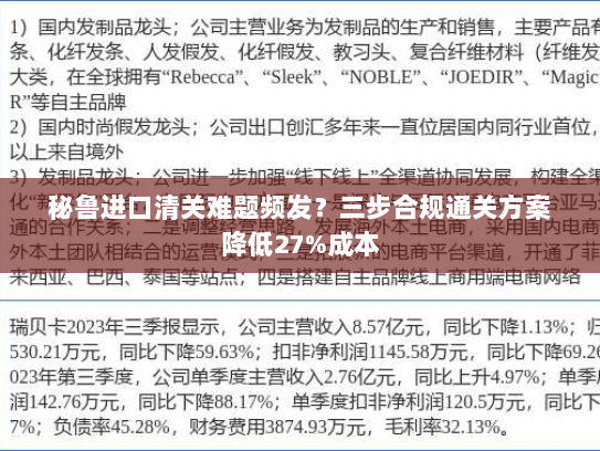秘鲁进口清关难题频发?三步合规通关方案降低27%成本 秘鲁进口清关难题频发?三步合规通关方案降低27%成本