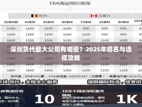 深圳货代最大公司有哪些？2025年排名与选择攻略