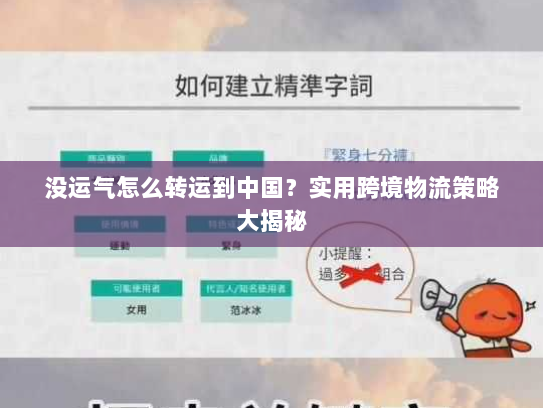 没运气怎么转运到中国?实用跨境物流策略大揭秘 没运气怎么转运到中国?实用跨境物流策略大揭秘