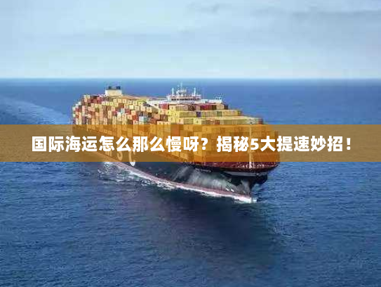 国际海运怎么那么慢呀？揭秘5大提速妙招！