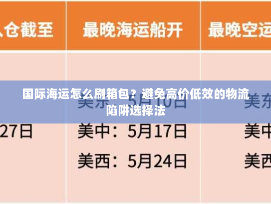 国际海运怎么刷箱包？避免高价低效的物流陷阱选择法