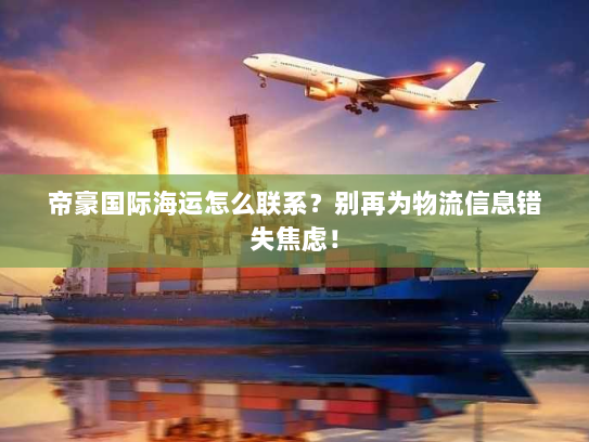 帝豪国际海运怎么联系？别再为物流信息错失焦虑！