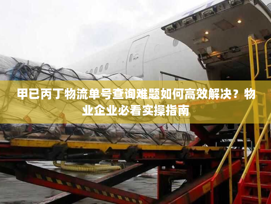 甲已丙丁物流单号查询难题如何高效解决?物业企业必看实操指南 甲已丙丁物流单号查询难题如何高效解决?物业企业必看实操指南
