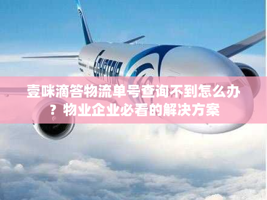 壹咪滴答物流单号查询不到怎么办？物业企业必看的解决方案