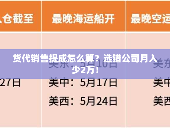 货代销售提成怎么算？选错公司月入少2万！