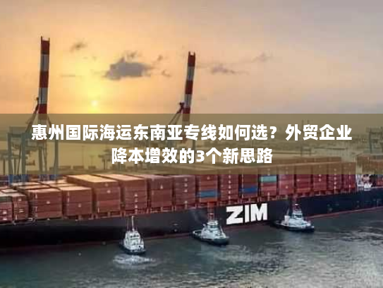 惠州国际海运东南亚专线如何选?外贸企业降本增效的3个新思路 惠州国际海运东南亚专线如何选?外贸企业降本增效的3个新思路