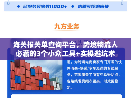 海关报关单查询平台，跨境物流人必藏的3个小众工具+实操避坑术
