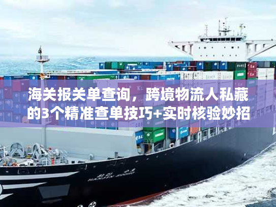 海关报关单查询，跨境物流人私藏的3个精准查单技巧+实时核验妙招