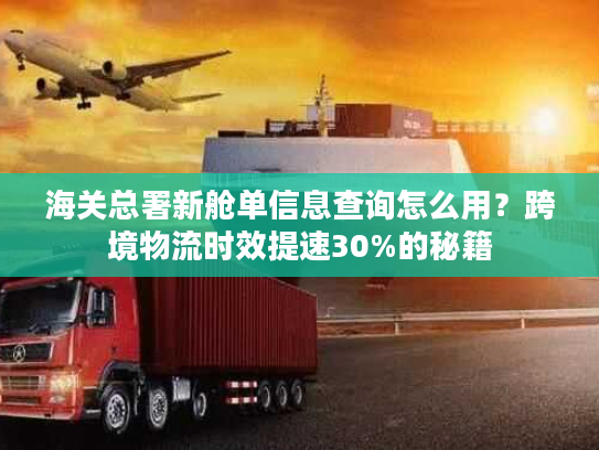 海关总署新舱单信息查询怎么用？跨境物流时效提速30%的秘籍
