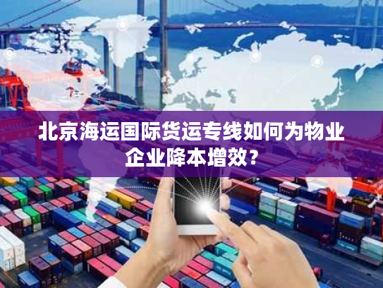 北京海运国际货运专线如何为物业企业降本增效? 北京海运国际货运专线如何为物业企业降本增效?