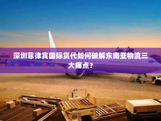 深圳菲律宾国际货代如何破解东南亚物流三大痛点？