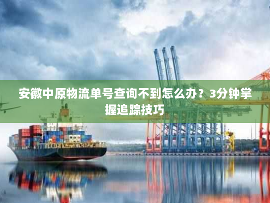 安徽中原物流单号查询不到怎么办？3分钟掌握追踪技巧