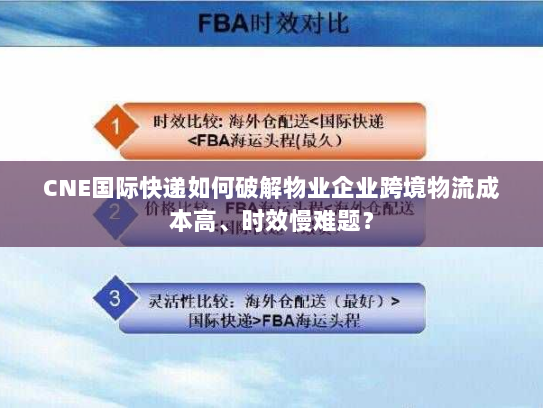 CNE国际快递如何破解物业企业跨境物流成本高、时效慢难题? CNE国际快递如何破解物业企业跨境物流成本高、时效慢难题?