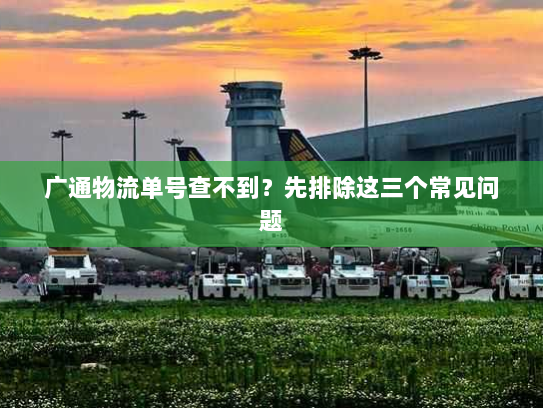 广通物流单号查不到？先排除这三个常见问题