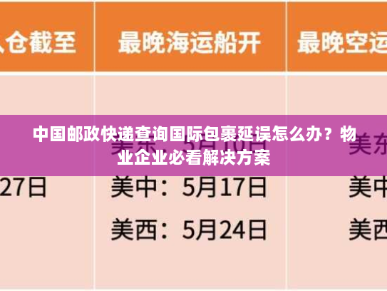 中国邮政快递查询国际包裹延误怎么办?物业企业必看解决方案 中国邮政快递查询国际包裹延误怎么办?物业企业必看解决方案