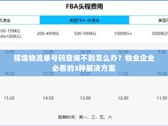 辉煌物流单号码查询不到怎么办?物业企业必看的3种解决方案 辉煌物流单号码查询不到怎么办?物业企业必看的3种解决方案