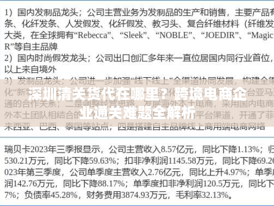 深圳清关货代在哪里？跨境电商企业通关难题全解析