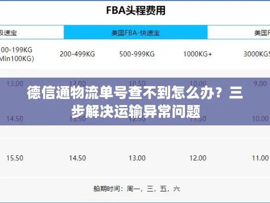 德信通物流单号查不到怎么办？三步解决运输异常问题