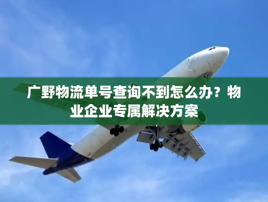 广野物流单号查询不到怎么办？物业企业专属解决方案