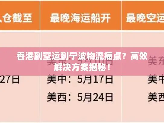 香港到空运到宁波物流痛点？高效解决方案揭秘！