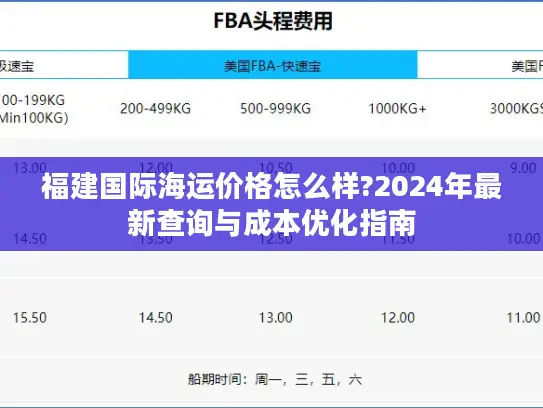 福建国际海运价格怎么样?2024年最新查询与成本优化指南