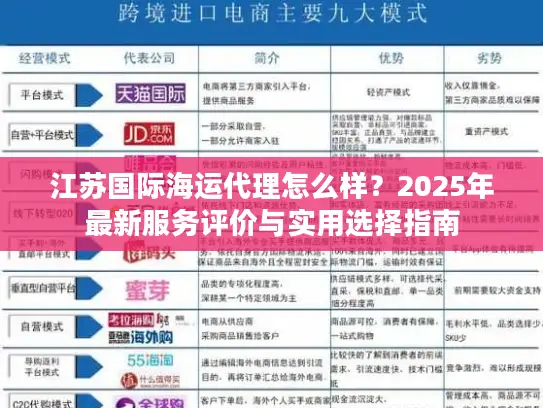 江苏国际海运代理怎么样？2025年最新服务评价与实用选择指南