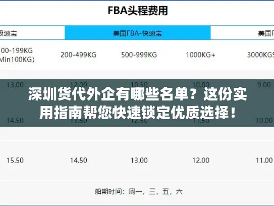 深圳货代外企有哪些名单？这份实用指南帮您快速锁定优质选择！
