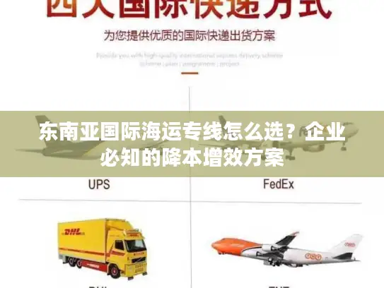 东南亚国际海运专线怎么选？企业必知的降本增效方案