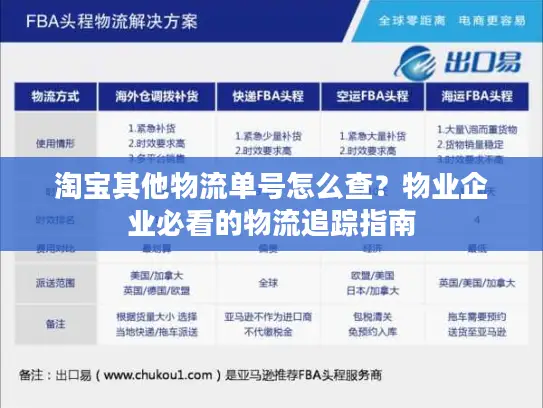 淘宝其他物流单号怎么查？物业企业必看的物流追踪指南