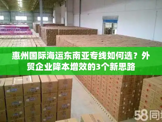 惠州国际海运东南亚专线如何选？外贸企业降本增效的3个新思路