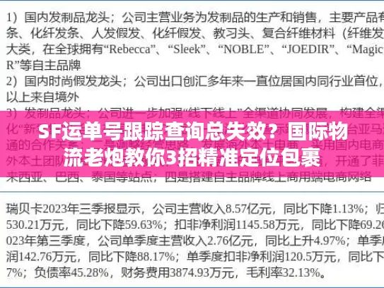 SF运单号跟踪查询总失效？国际物流老炮教你3招精准定位包裹