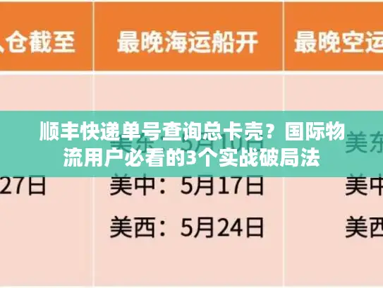 顺丰快递单号查询总卡壳？国际物流用户必看的3个实战破局法