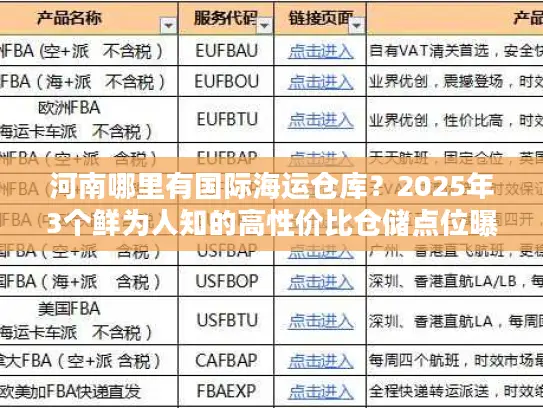 河南哪里有国际海运仓库？2025年3个鲜为人知的高性价比仓储点位曝光