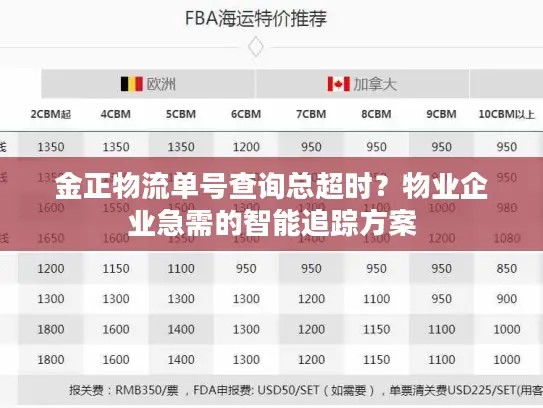 金正物流单号查询总超时？物业企业急需的智能追踪方案