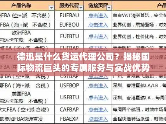德迅是什么货运代理公司？揭秘国际物流巨头的专属服务与实战优势
